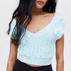 NWT Urban Outfitters BDG Piper Rib Off Shoulder Sweater Vest Blue